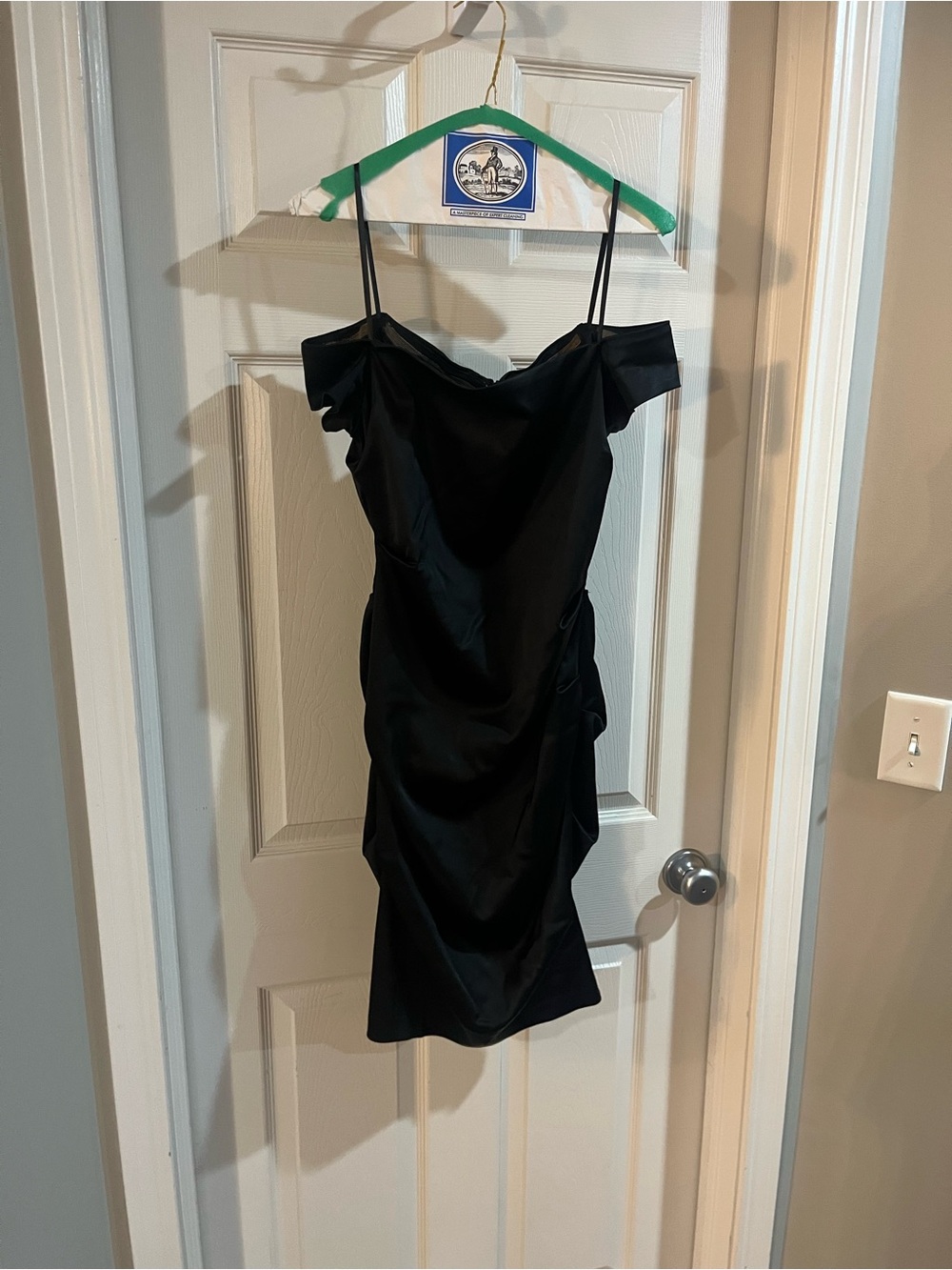 Betsy & Adam Black Off-Shoulder Mini Dress